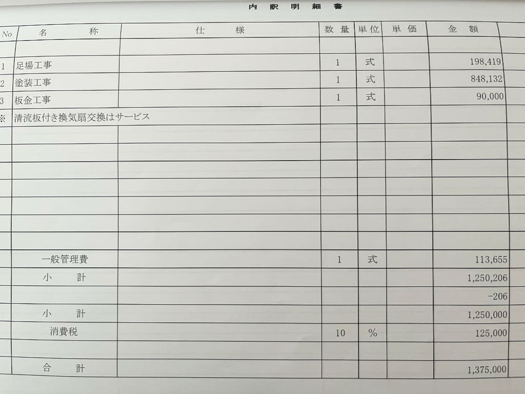 我が家の外壁塗装の最終見積もり